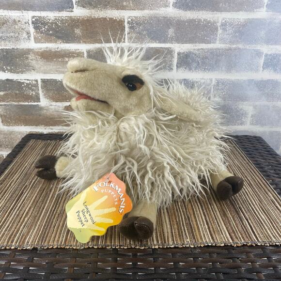 New Retired Folkmanis Hand Puppet Long Wool Sheep 19" long - Picture 1 of 13